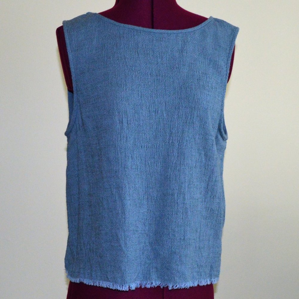 Reformation XS Blue Sleeveless Top Raw Edge Boxy